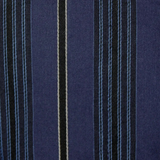 Close-up of blue fabric with thin black and white stripes