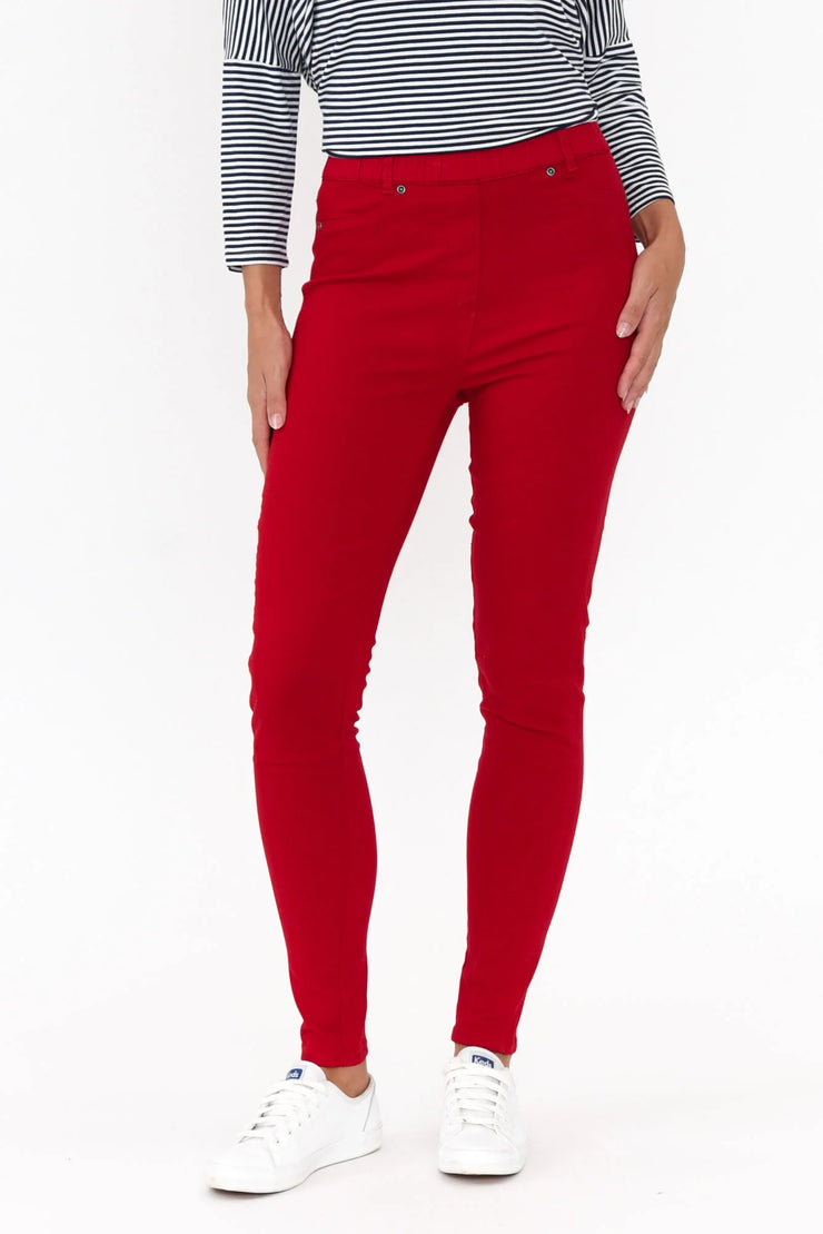 Cafe Latte Stretch Jeggings Red