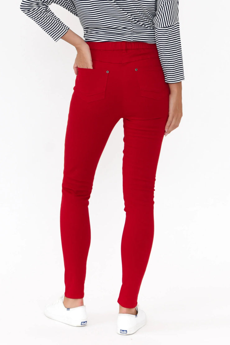 Cafe Latte Stretch Jeggings Red