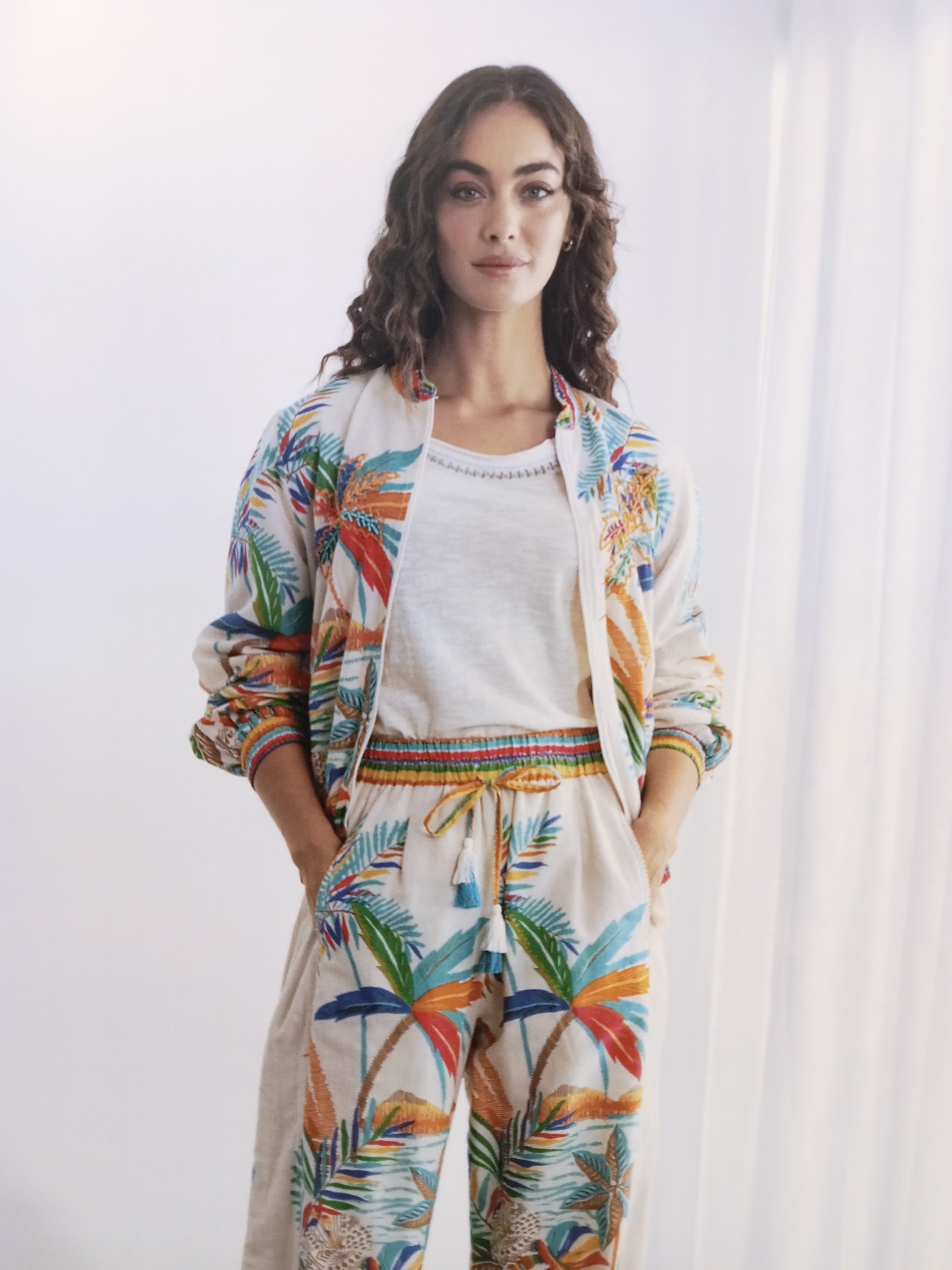 Caju Rainbow Palm Bomber Jacket