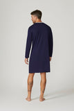 Bamboo Cotton Long Sleeve Nightshirt - Navy/Grey