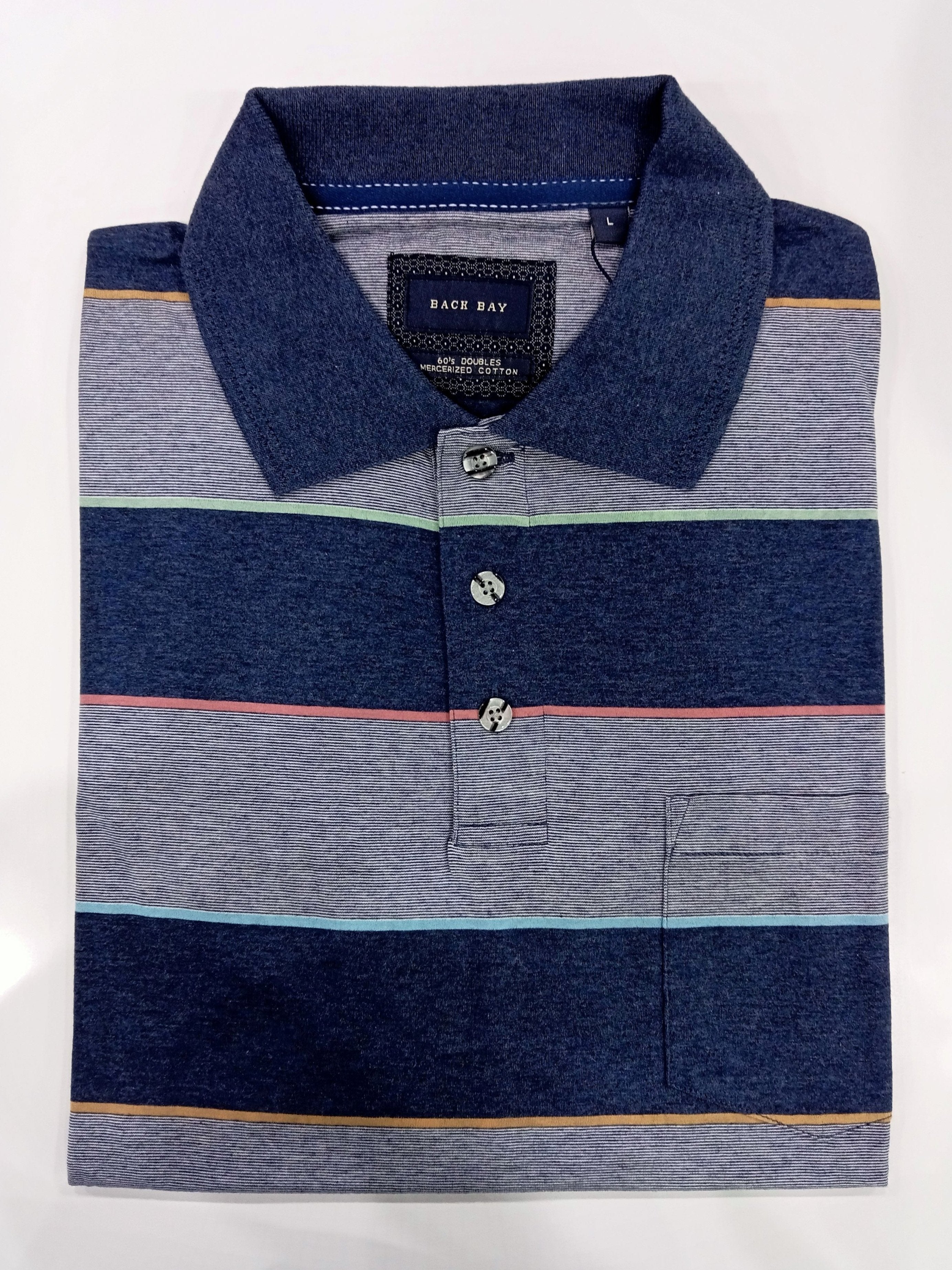 Back Bay Mercerized Cotton Striped Polo