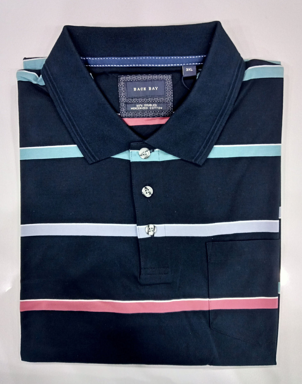 Back Bay Mercerized Cotton Striped Polo