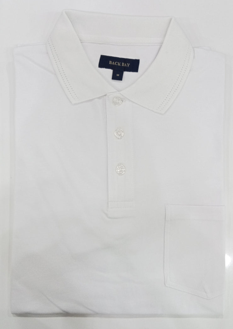 Back Bay Micro Pique Plain Polo White