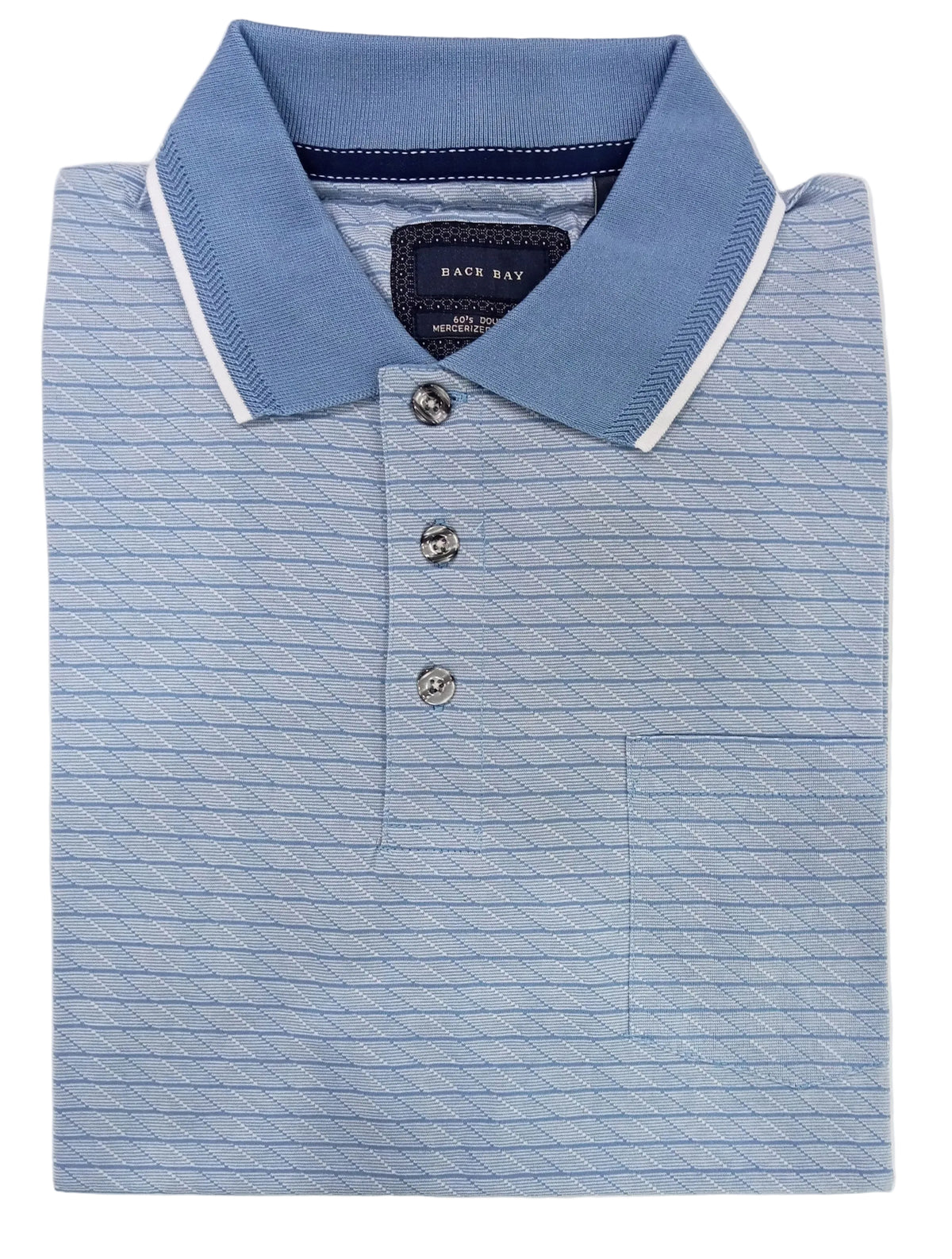 Mercerized Cotton Jacuard Polo Blue