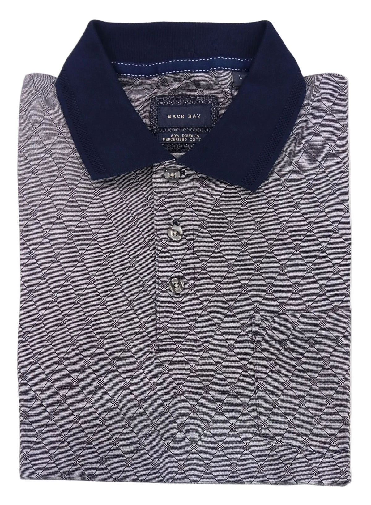 Mercerized Cotton Jacuard Polo Navy