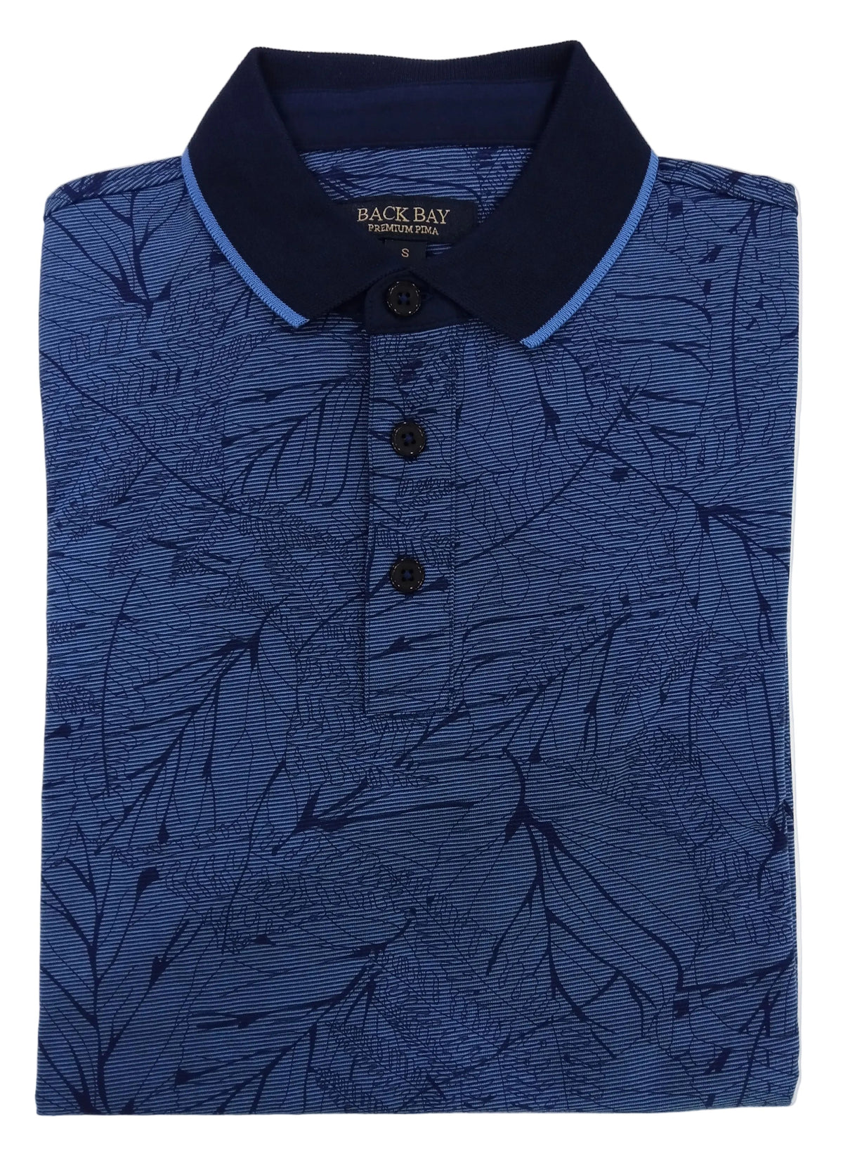 Prima Cotton Print Polo Navy