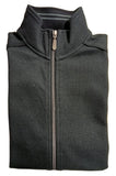 Folded gray jacket with a zipper on a white background