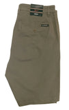 A pair of men's chino shorts in olive green, laid flat on a white surface. The shorts feature a single button closure, belt loops, and a small LA HOEFT brand label on the back pocket.