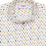 Short-sleeve shirt with a subtle pattern on a white background