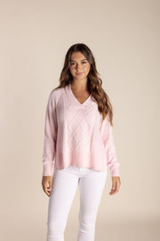 Two -T'S V Neck Cable Sweater