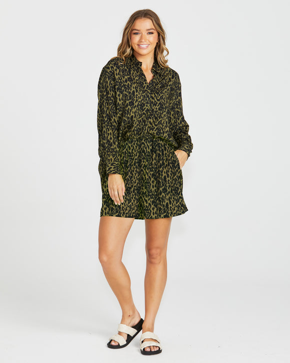 SASS Theo Oversized Shirt Khaki Animal