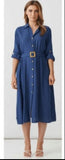 A screenshot of a fashion catalog page showing multiple women modeling long button-front dresses in different colors, including black, mustard yellow, blue, mauve, and light blue. The page header reads '1.