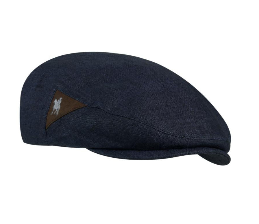 Navy flat cap on a white background