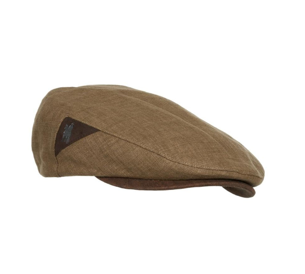 Brown flat cap on a white background