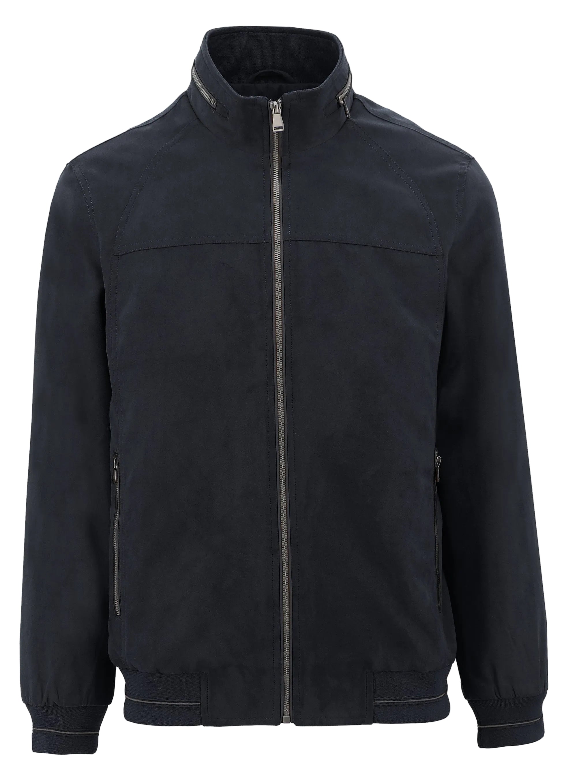 Black jacket with a zipper on a white background