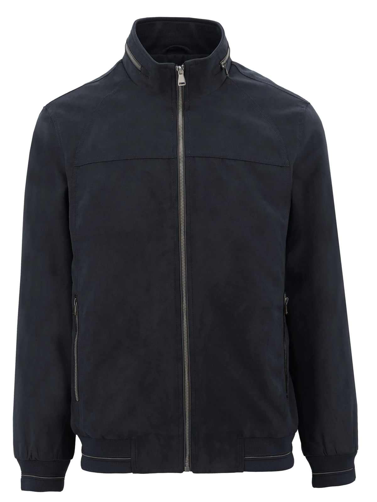 Black jacket with a zipper on a white background