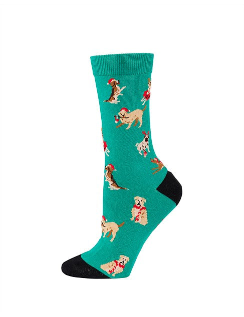 Womens Santa Paws Bamboo Socks