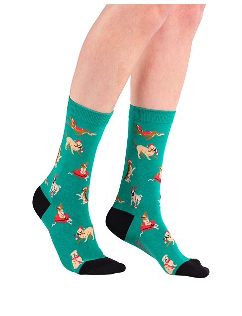 Womens Santa Paws Bamboo Socks