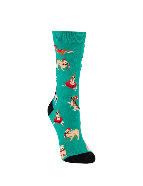 Womens Santa Paws Bamboo Socks