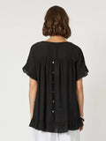 Clarity Button Back Top Black