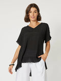 Clarity Button Back Top Black