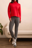 Tribal Turtleneck High Low Sweater With Side Slits