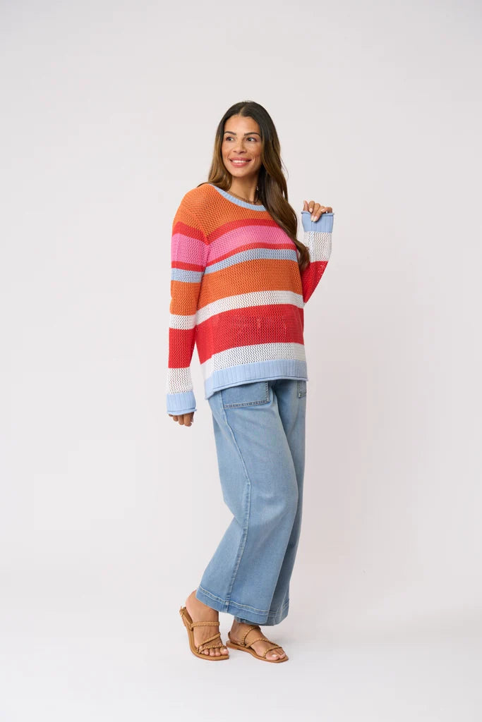 Foil Stripe A Pose Sweater Sundown Stripe