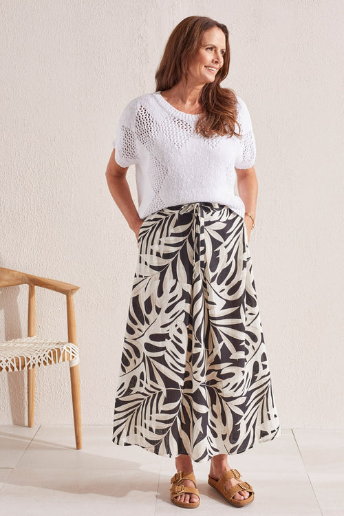 Tribal Pull On Skirt With Front Pleat