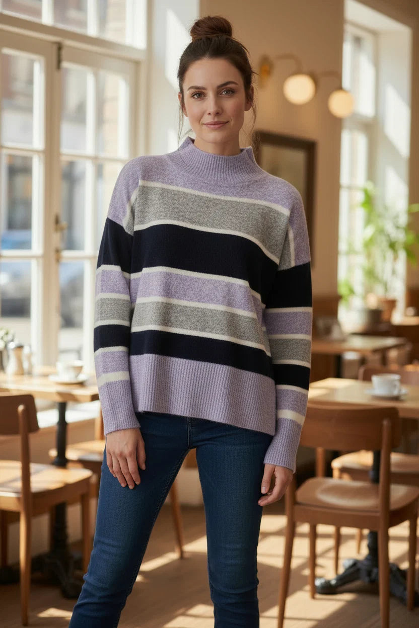 Slade High Neck Stripe Knit