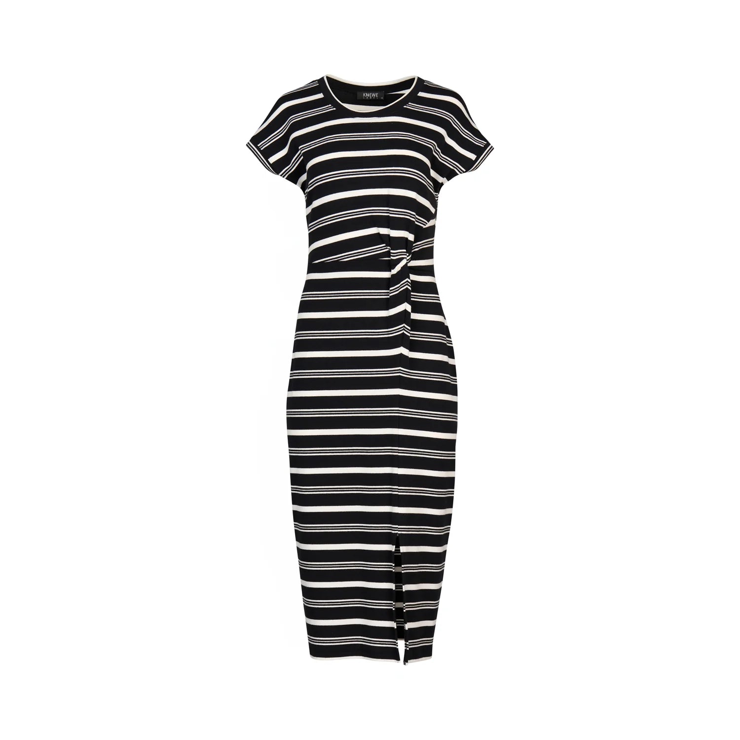 Black and white striped dress on a white background