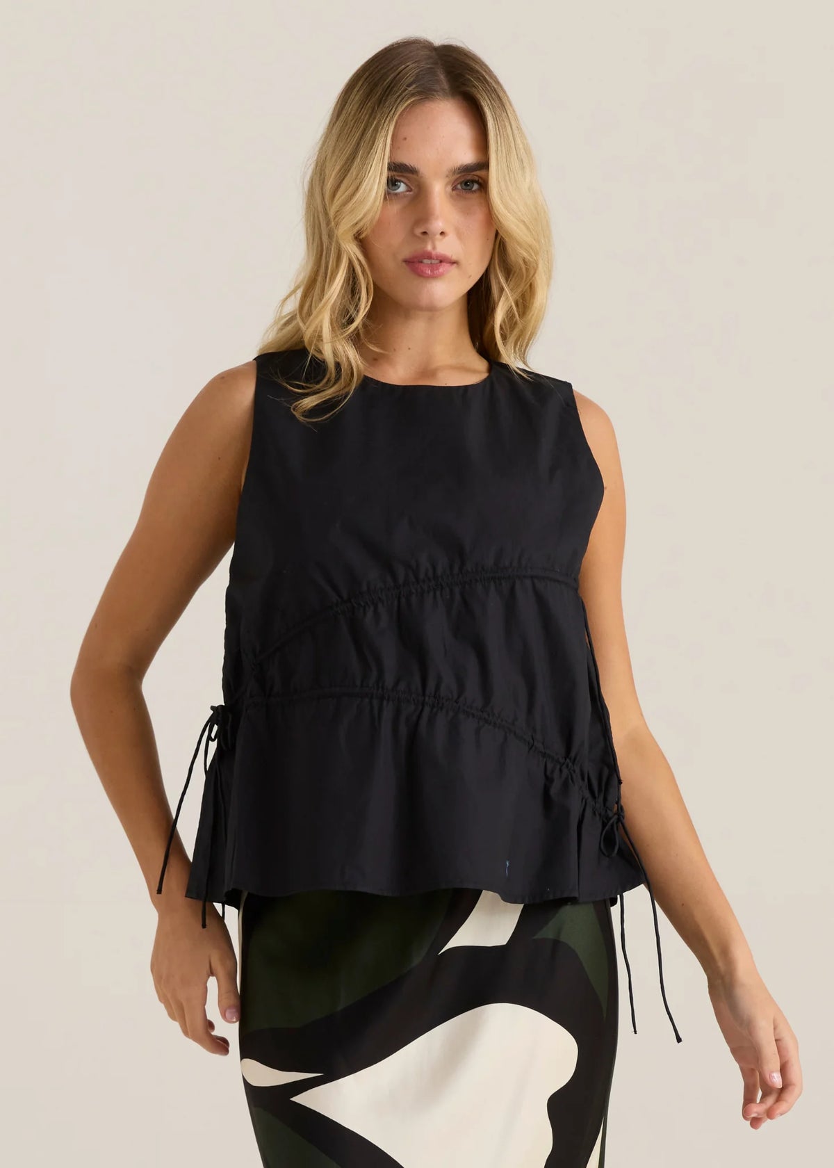 Sass Elin Gathered Tie Top Black