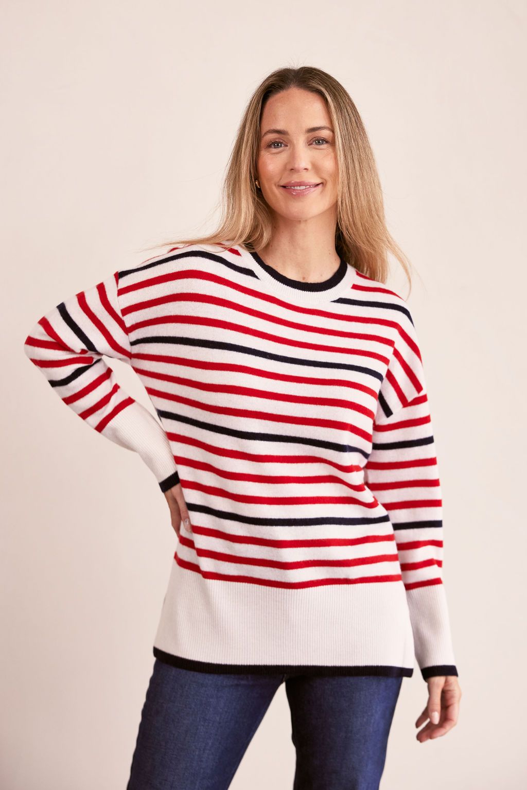 See Saw Luxe Merino Wool Crew Stripe Sweater