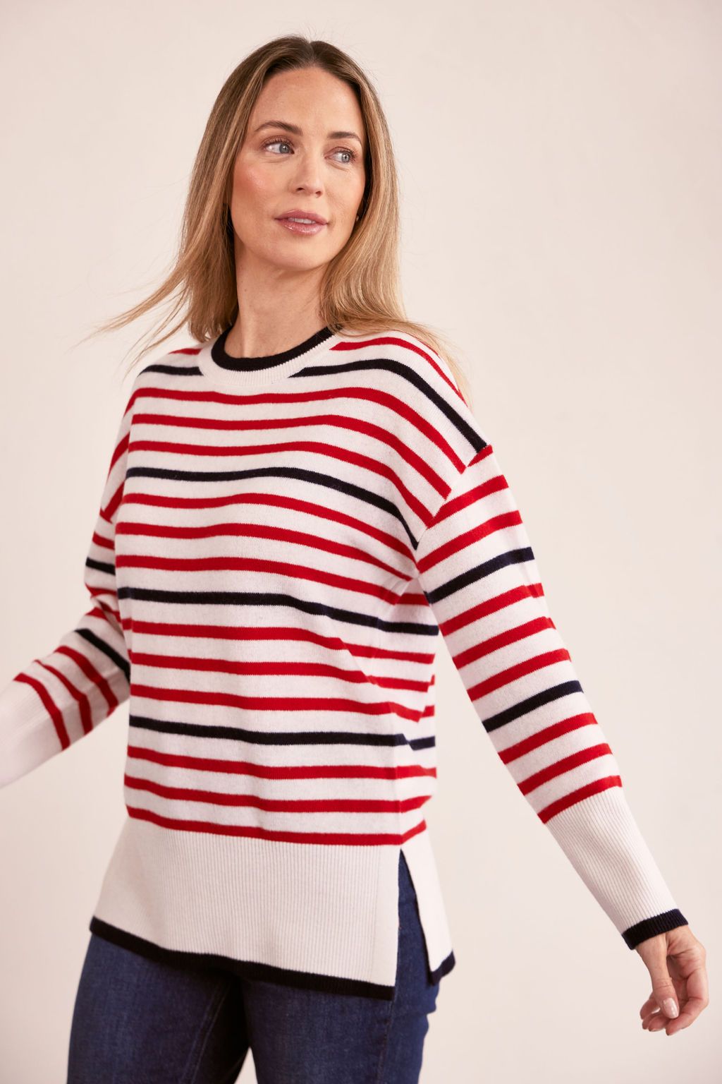 See Saw Luxe Merino Wool Crew Stripe Sweater
