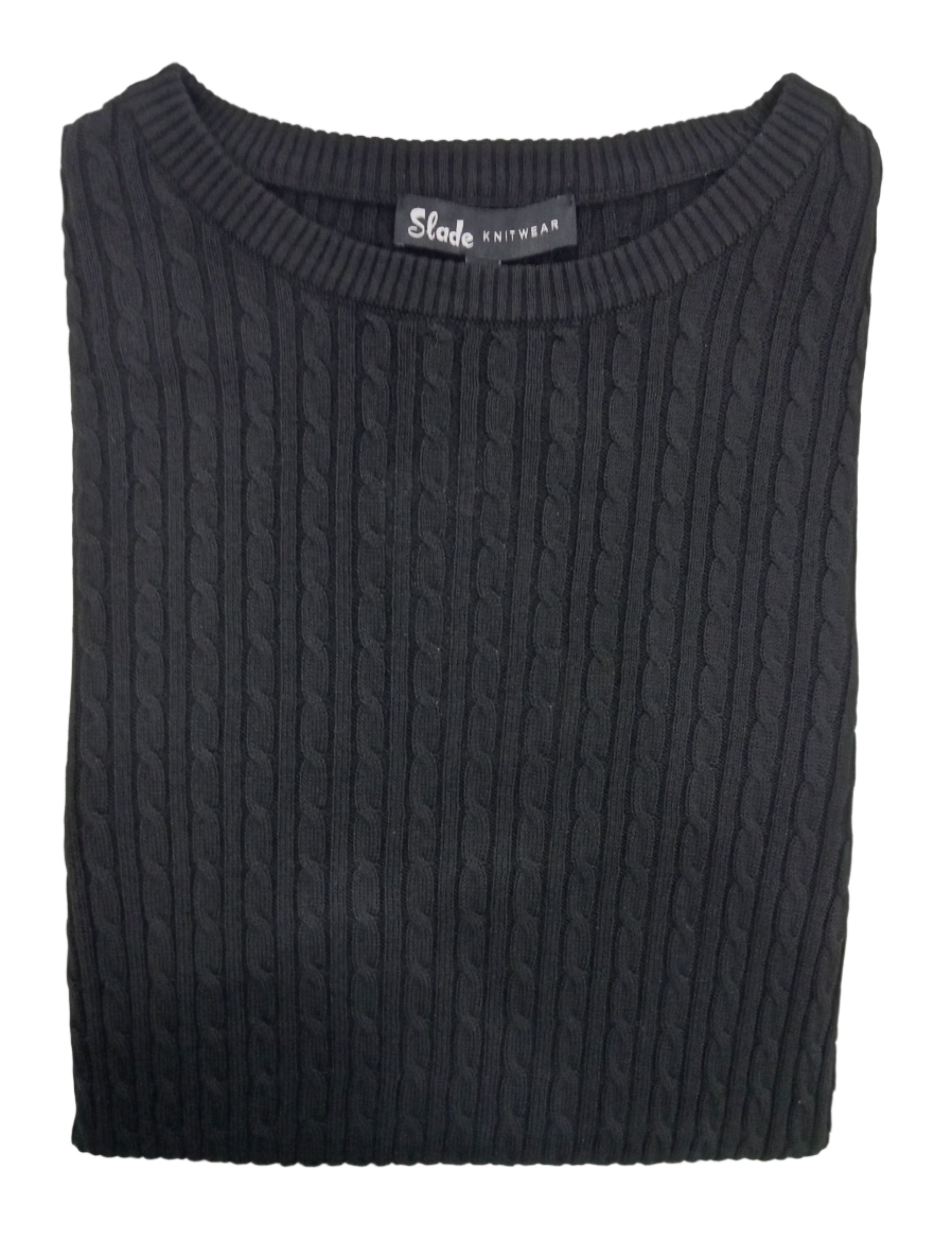 Slade Fine Knit Cable Jumper Black