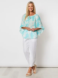 Gordon Smith Ruffle Sleeve Leaf Print Top