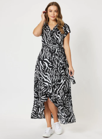 Threadz Zebra Print Wrap Dress
