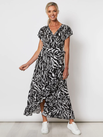 Threadz Zebra Print Wrap Dress