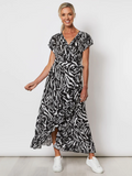 Threadz Zebra Print Wrap Dress