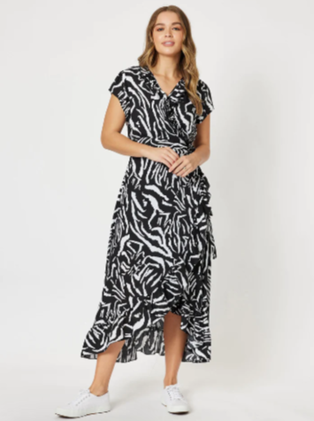 Threadz Zebra Print Wrap Dress