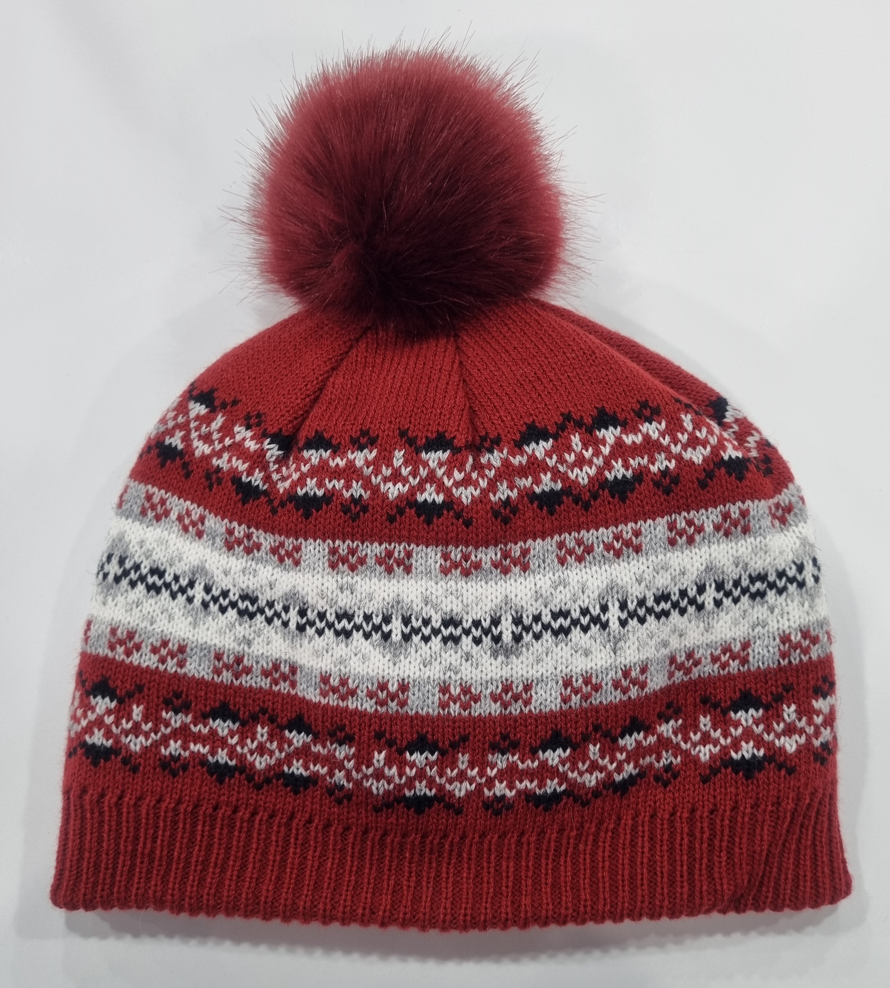 fair isle knit beanie 1size / berry