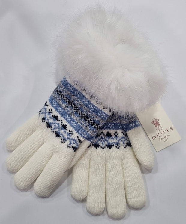 fair isle knitted glove 1size / winter white