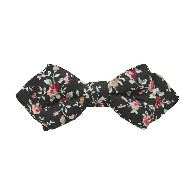 bow tie & pocket square, flora, black