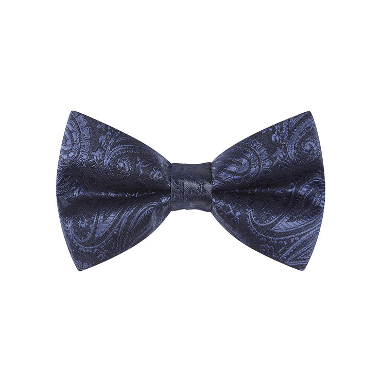 bow tie & pocket square paisley, navy