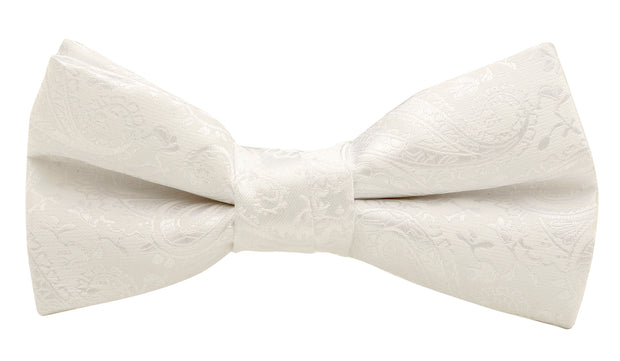 bow tie & pocket square, paisley, white