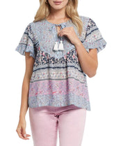 Tribal S/S Blouse with Combo Print