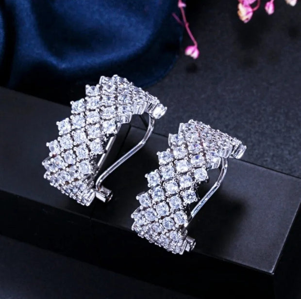Curved Crystal Earrings
