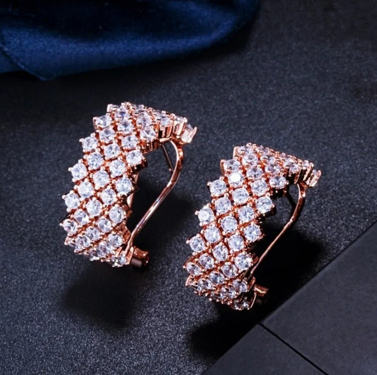 Curved Crystal Earrings