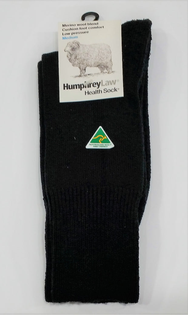humphrey law health merino cushfoot sock black