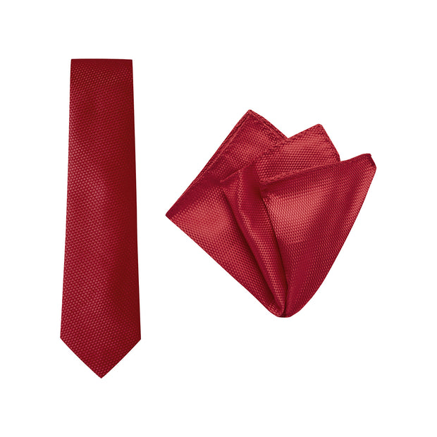 tie & pocket square, carbon, red